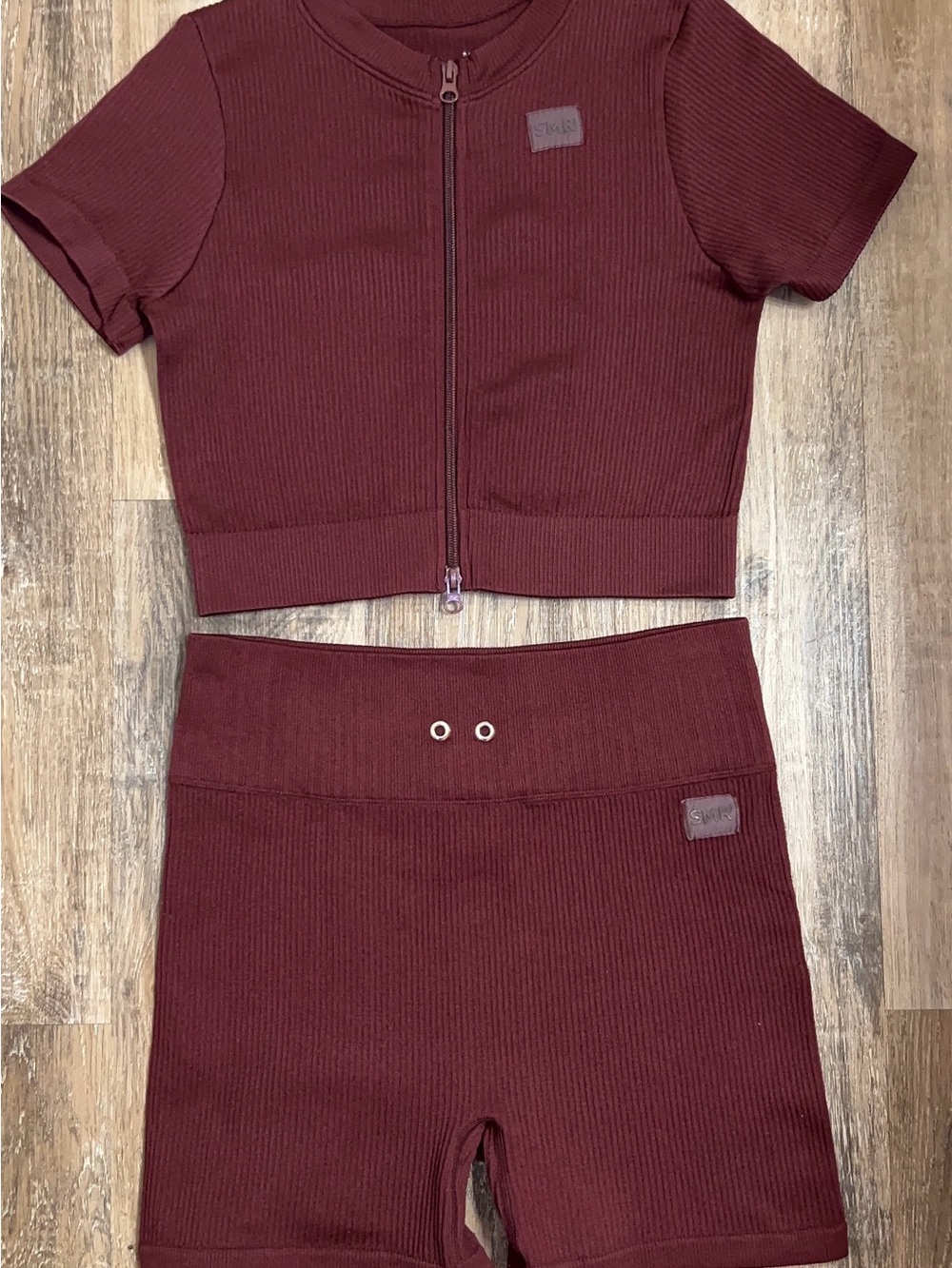 Kids Ribbed Burgundy Bike Shorts by